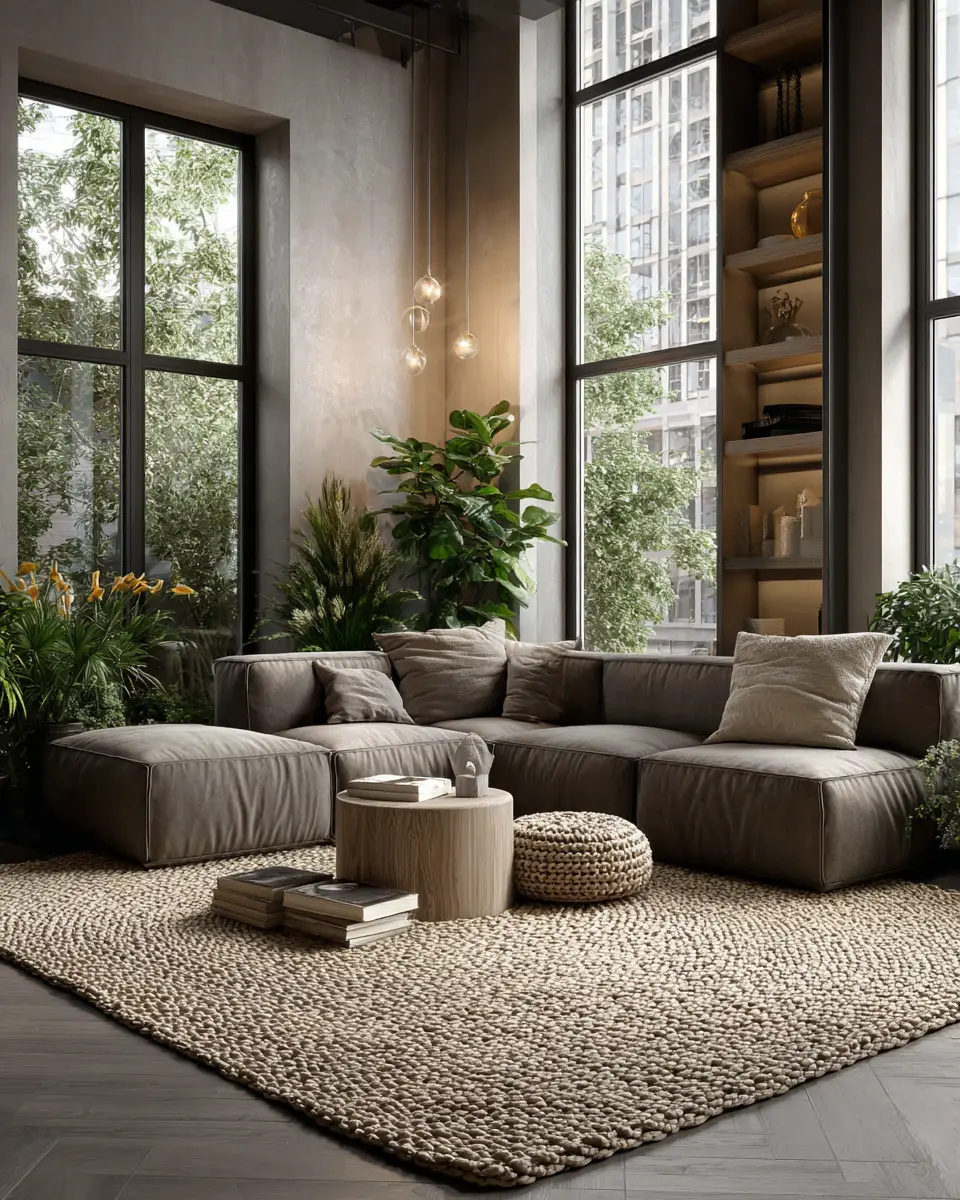 Taupe Organic Modern Living Room Decor Ideas