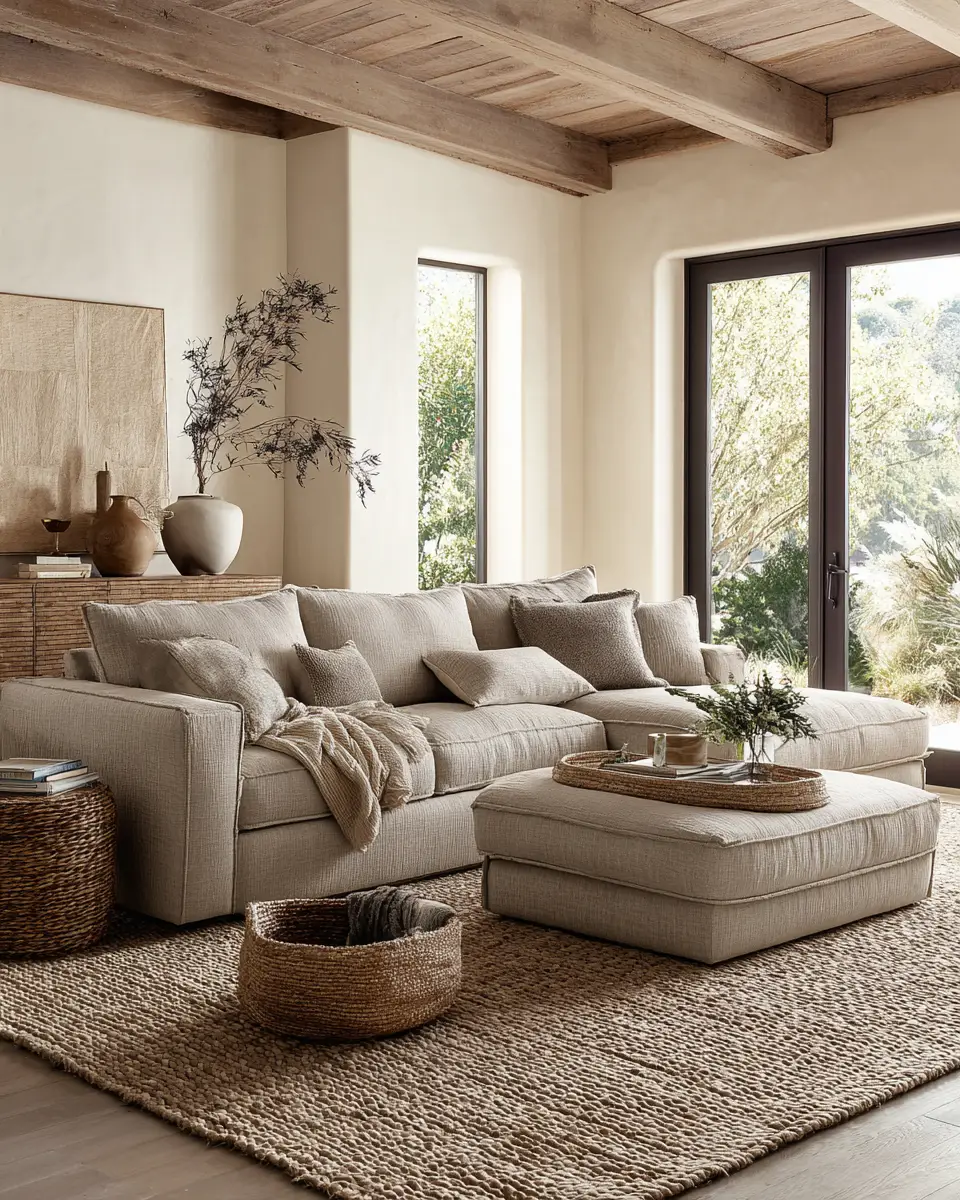 Taupe Organic Modern Living Room Decor Ideas