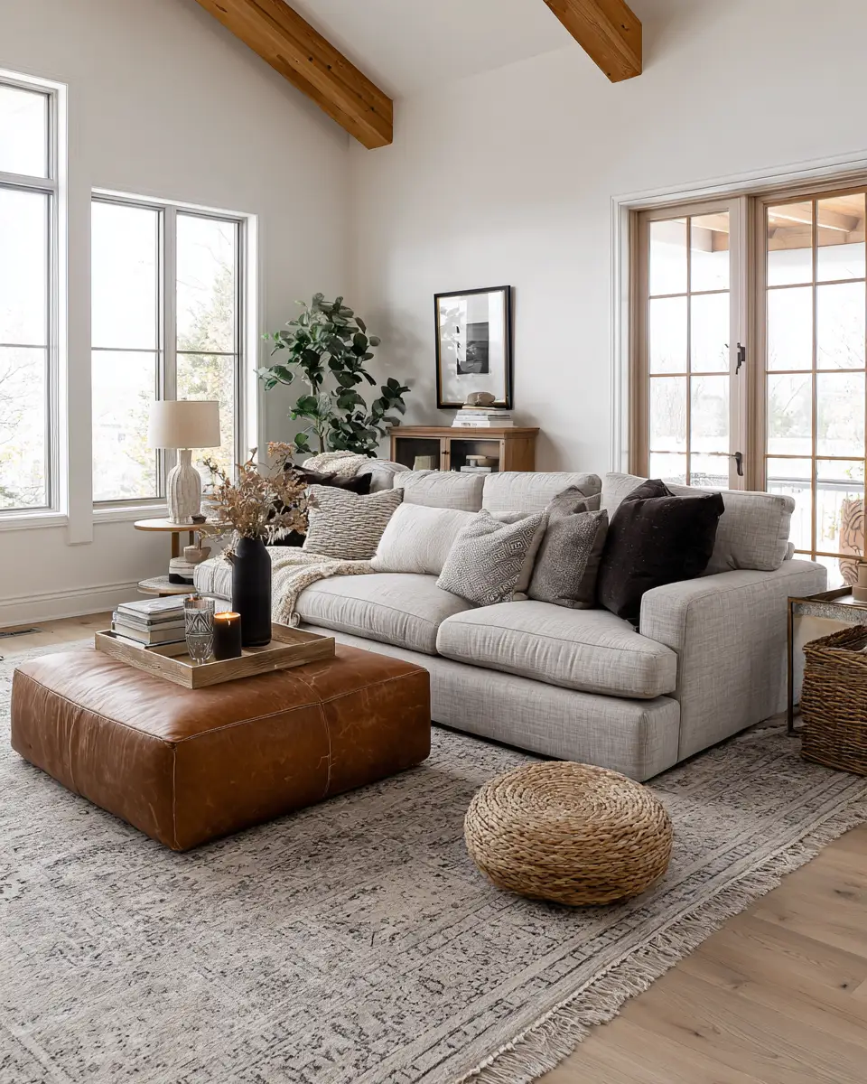 Taupe Organic Modern Living Room Decor Ideas