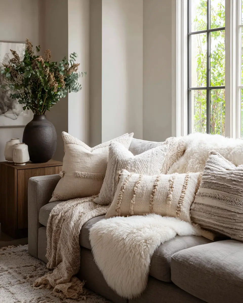 Taupe Organic Modern Living Room Decor Ideas