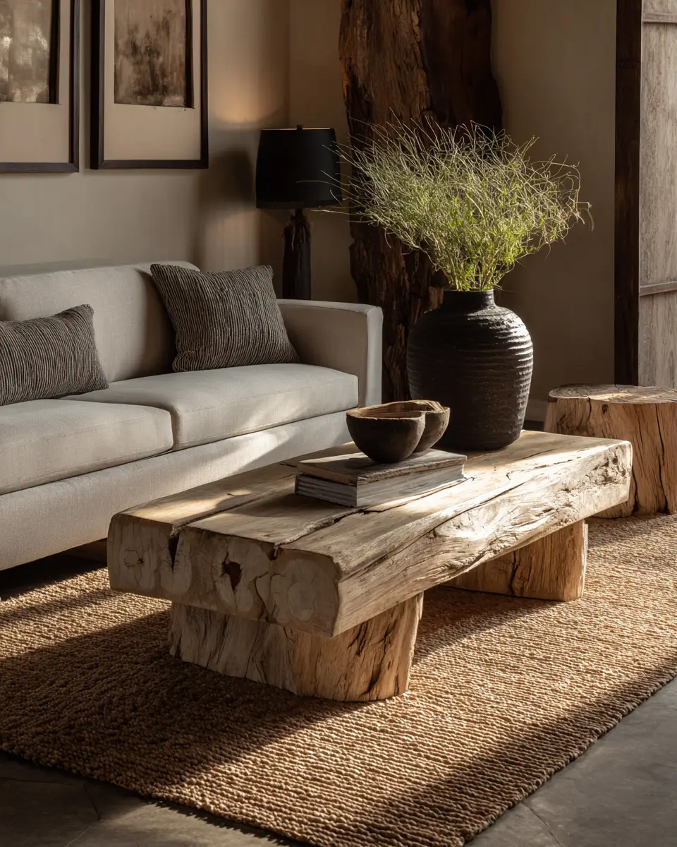 Taupe Organic Modern Living Room Decor Ideas