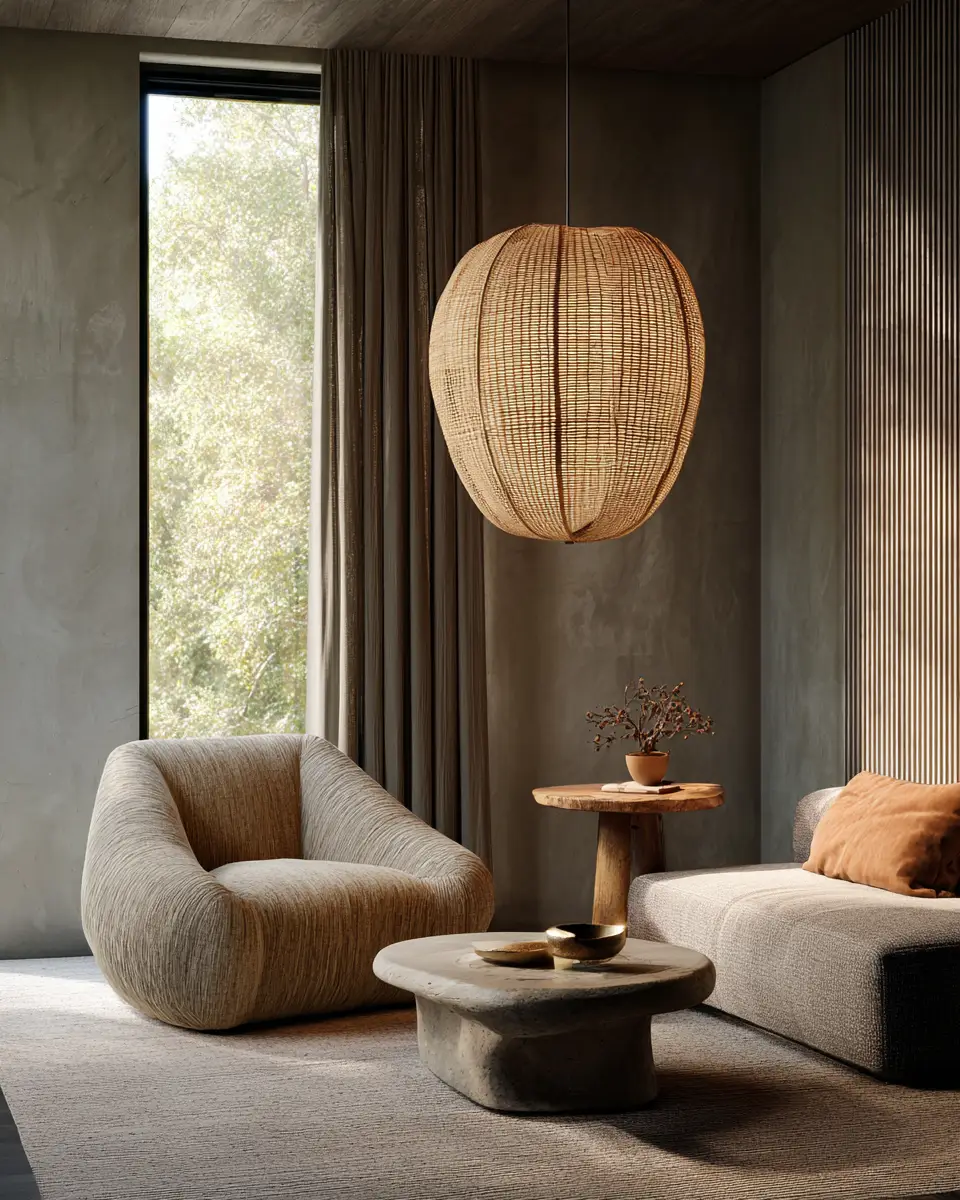 Taupe Organic Modern Living Room Decor Ideas