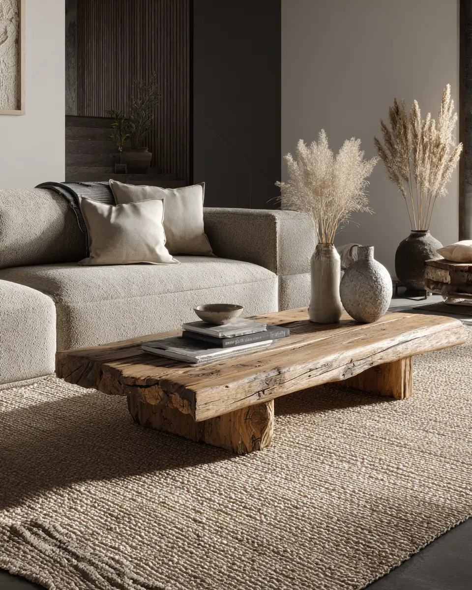 Taupe Organic Modern Living Room Decor Ideas