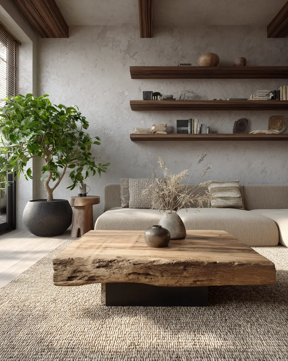 Taupe Organic Modern Living Room Decor Ideas