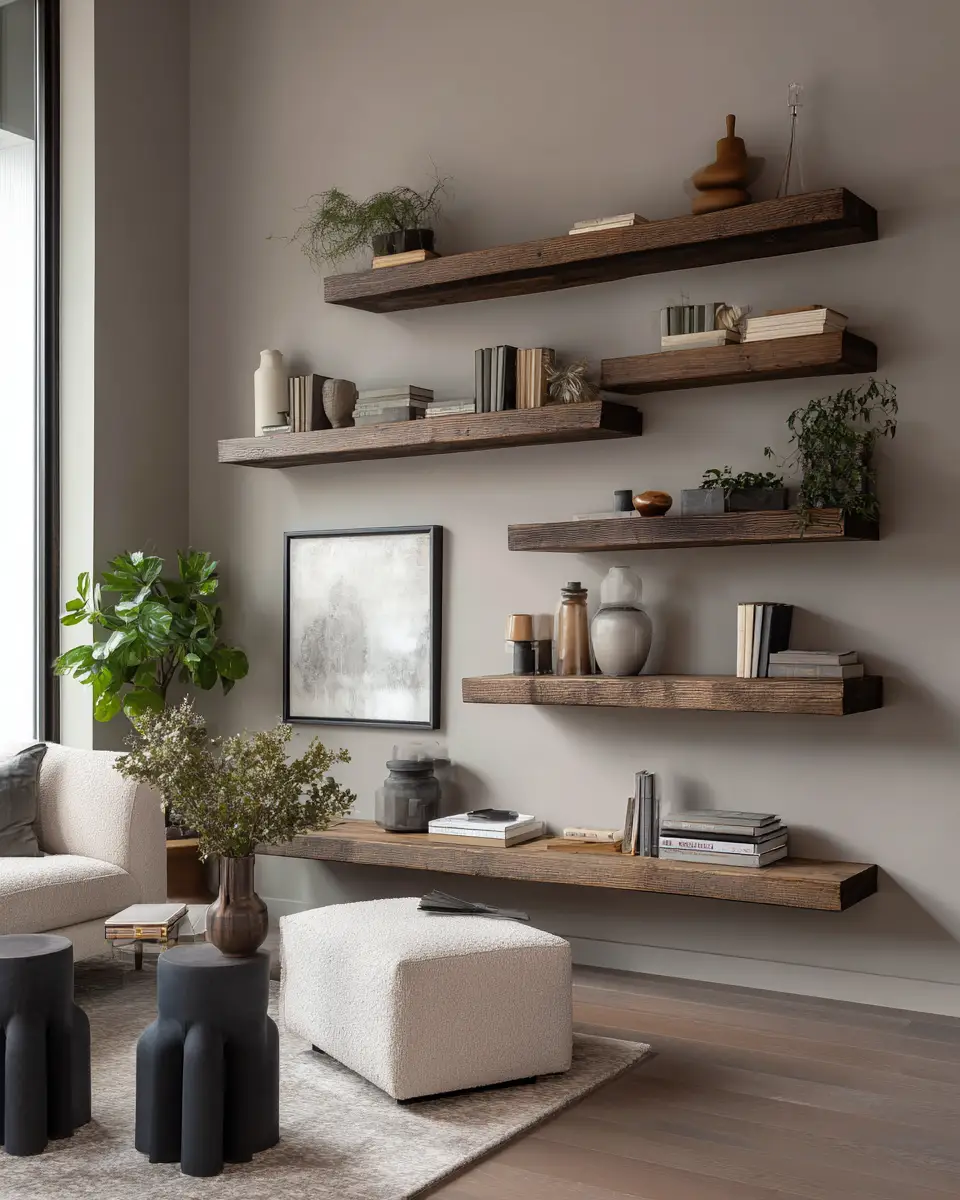 Taupe Organic Modern Living Room Decor Ideas