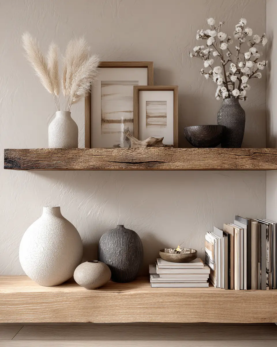 Taupe Organic Modern Living Room Decor Ideas