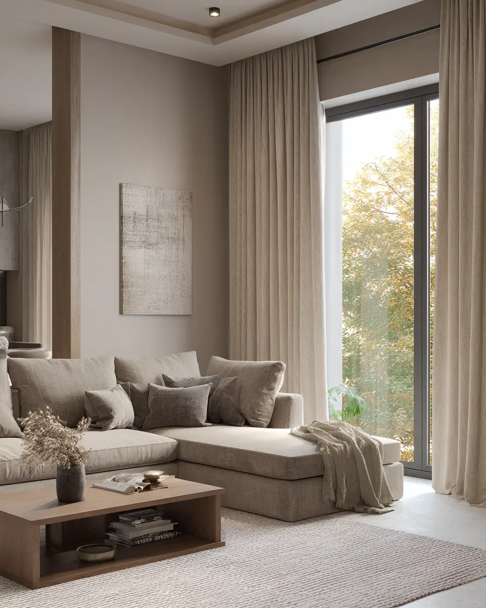 Taupe Organic Modern Living Room Decor Ideas