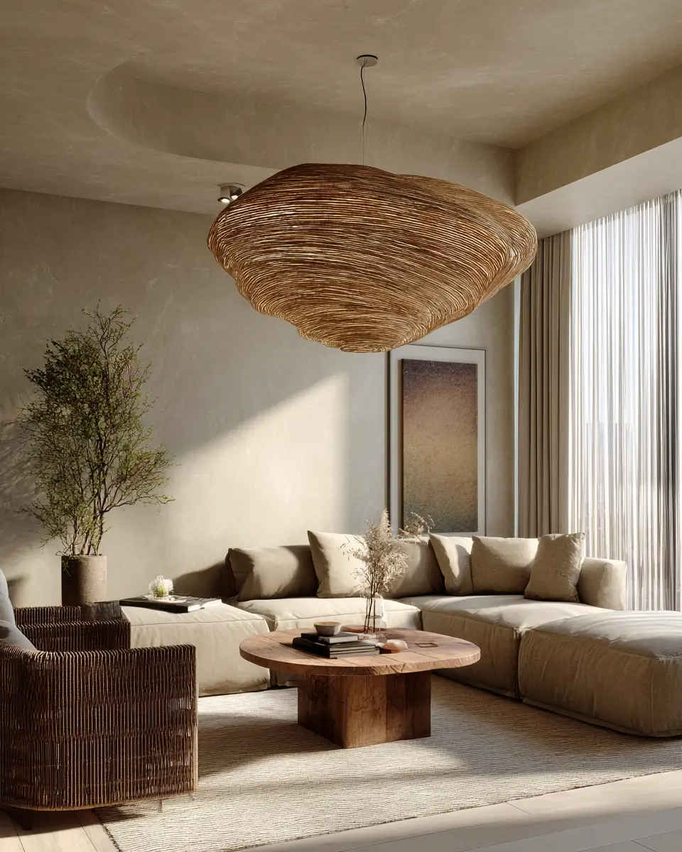 Taupe Organic Modern Living Room Decor Ideas