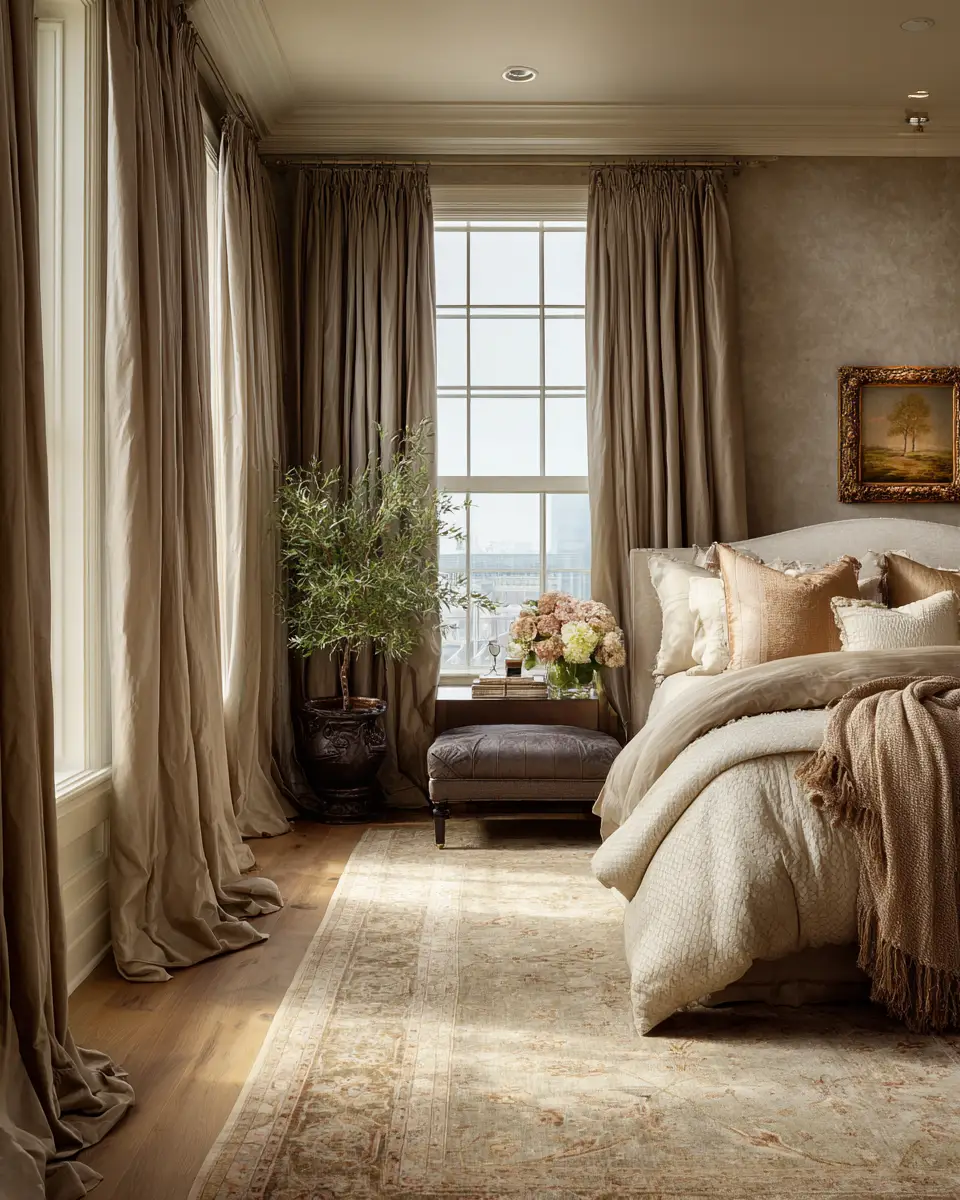Taupe Traditional Bedroom Decor Ideas