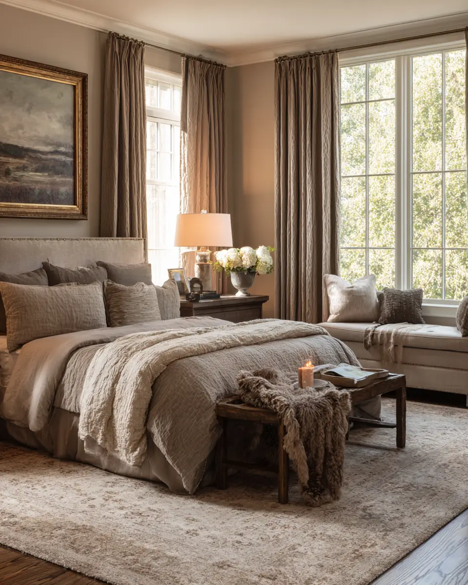 Taupe Traditional Bedroom Decor Ideas