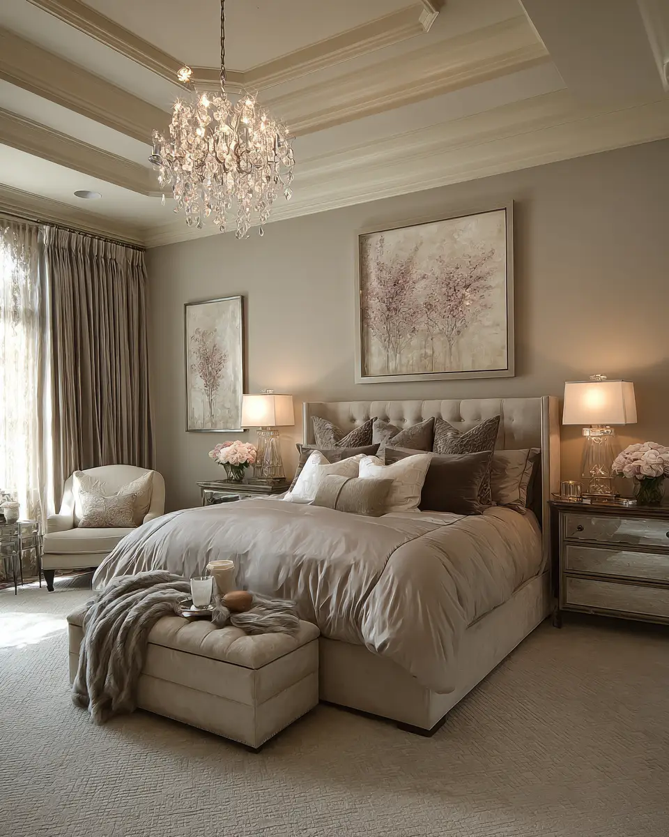 Taupe Traditional Bedroom Decor Ideas