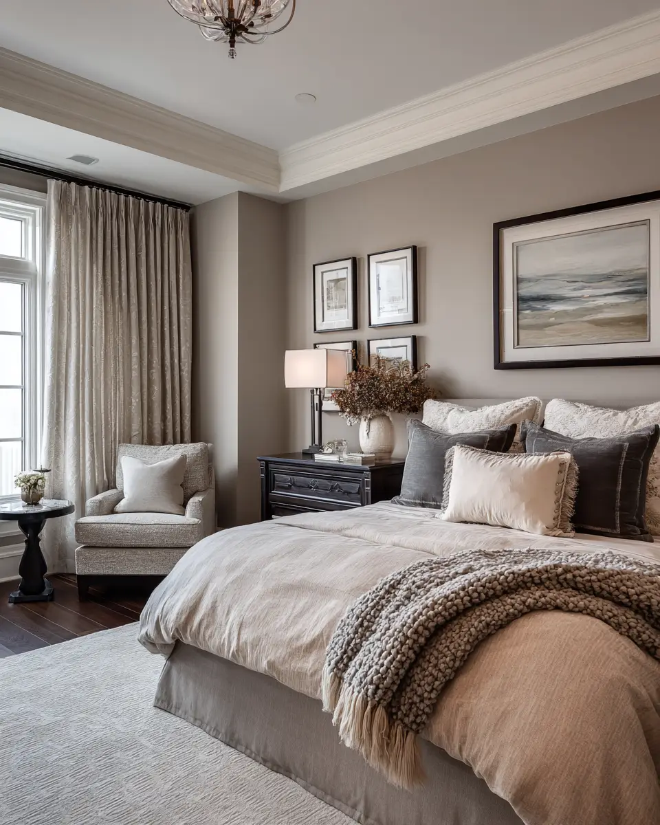 Taupe Traditional Bedroom Decor Ideas