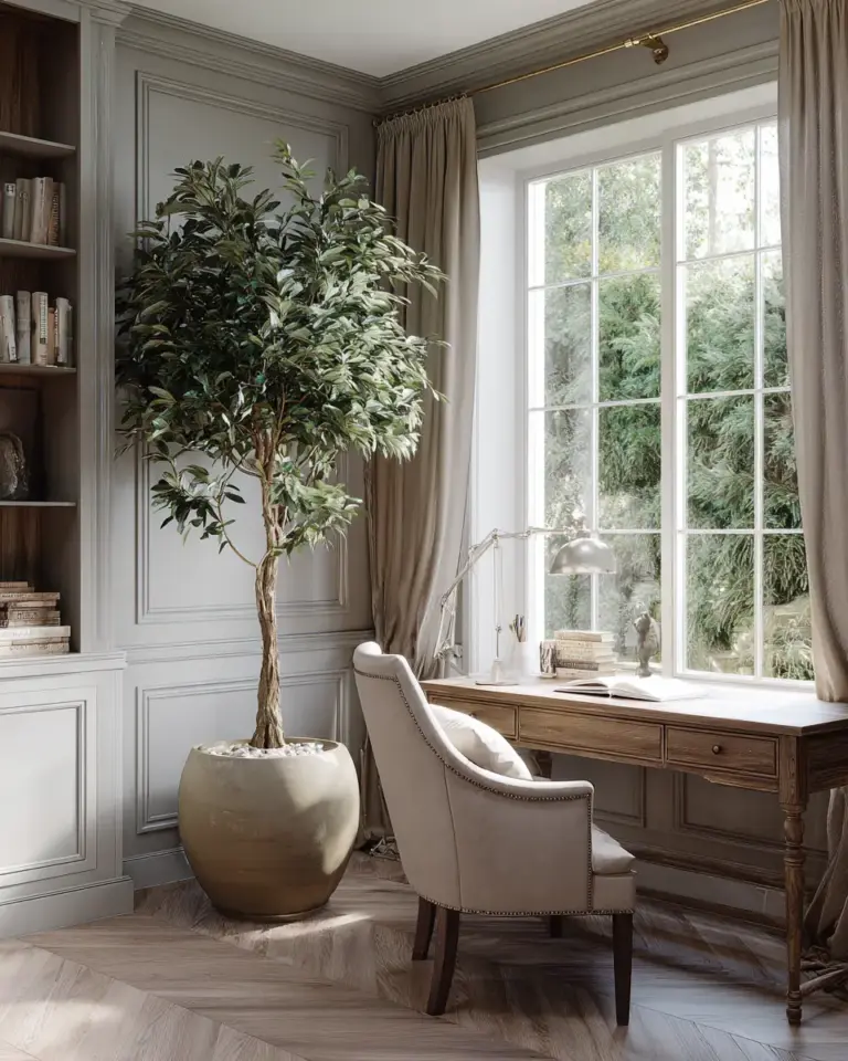 Taupe Traditional Home Office Decor Ideas - Featured