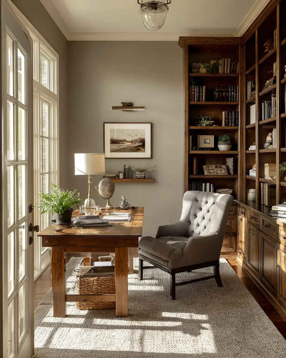 Taupe Traditional Home Office Decor Ideas