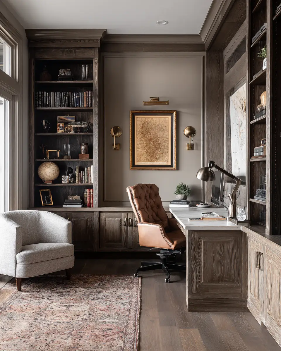 Taupe Traditional Home Office Decor Ideas