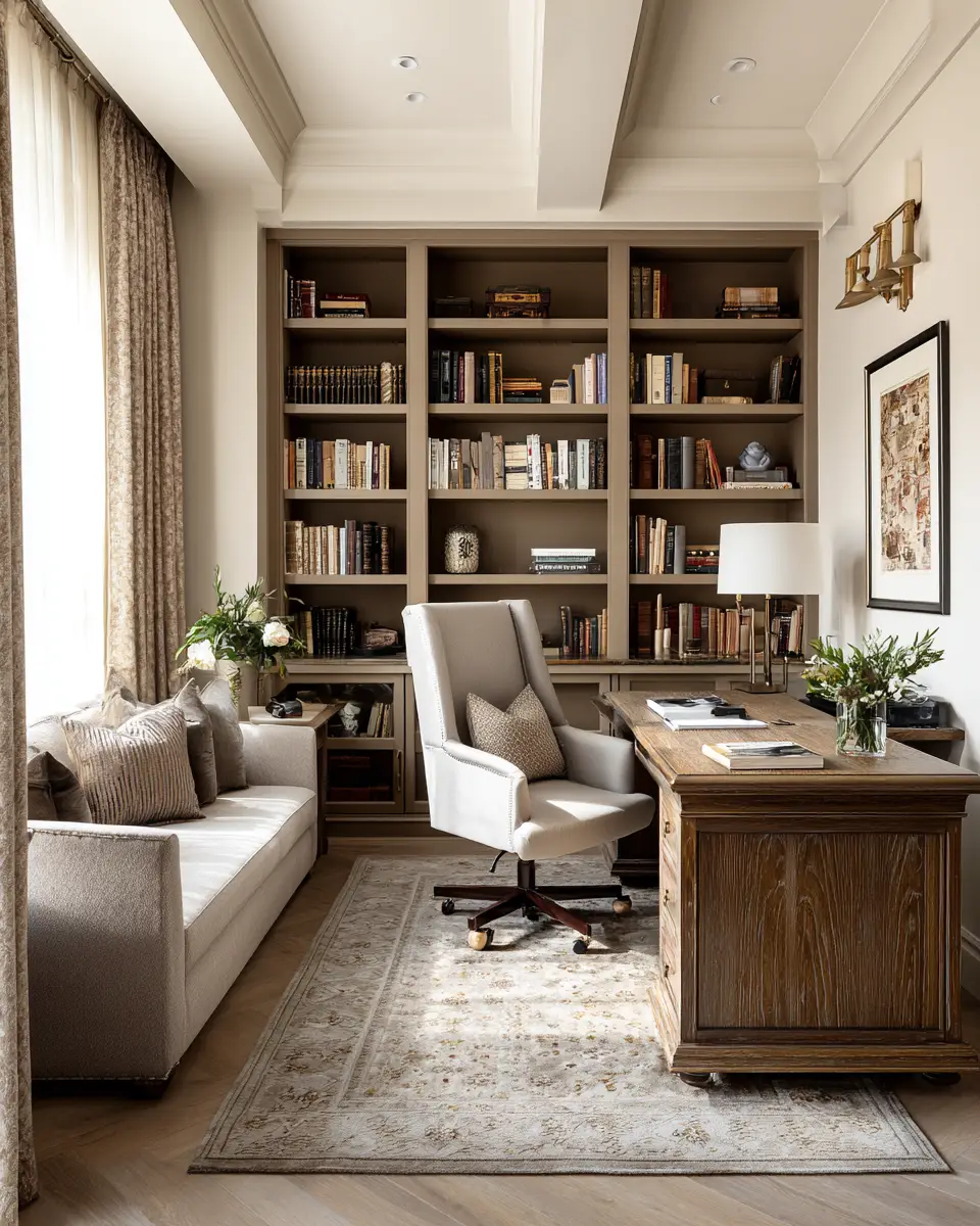 Taupe Traditional Home Office Decor Ideas