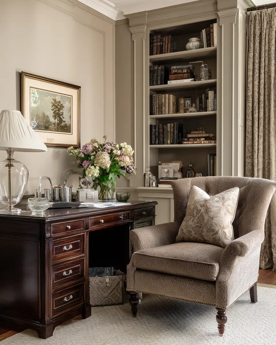 Taupe Traditional Home Office Decor Ideas