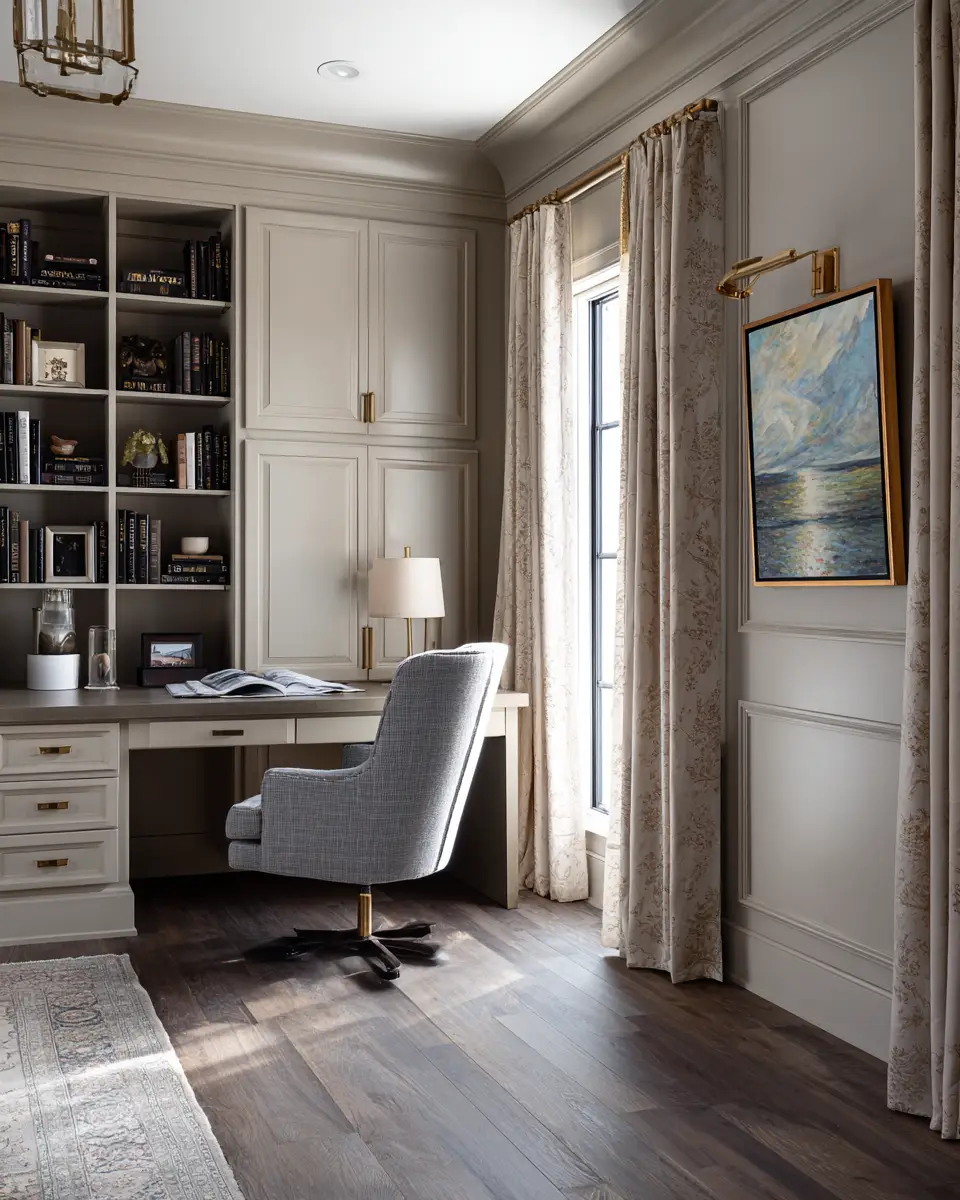 Taupe Traditional Home Office Decor Ideas
