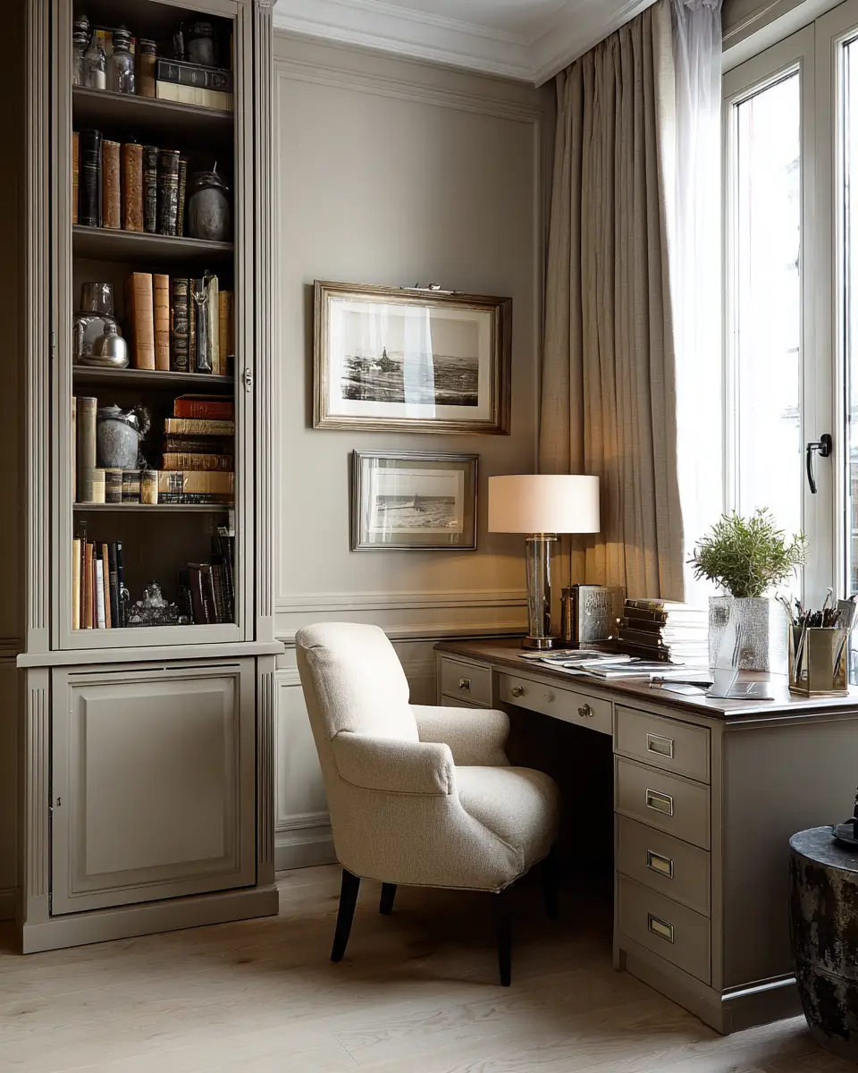 Taupe Traditional Home Office Decor Ideas