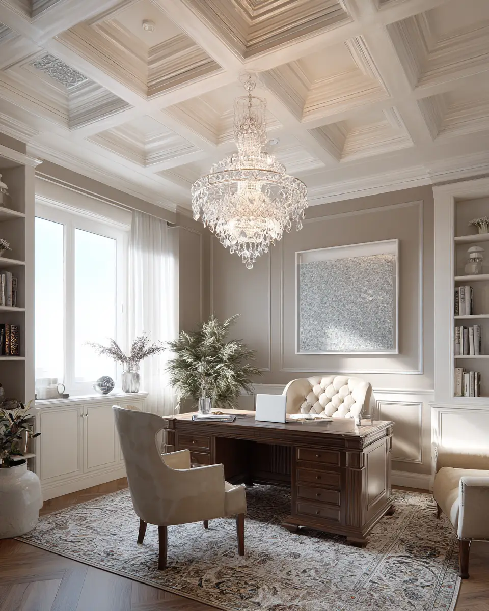 Taupe Traditional Home Office Decor Ideas