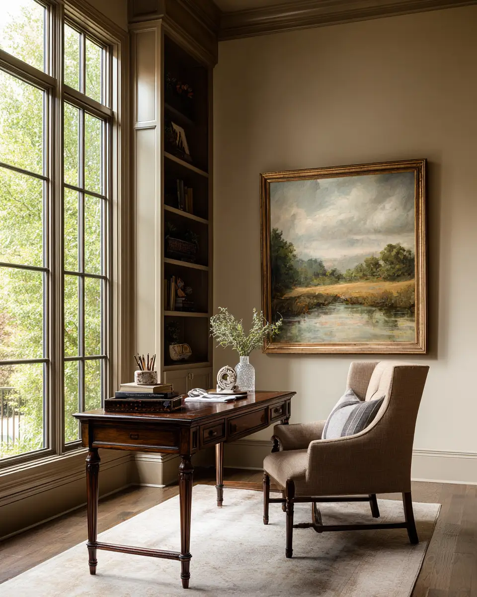 Taupe Traditional Home Office Decor Ideas