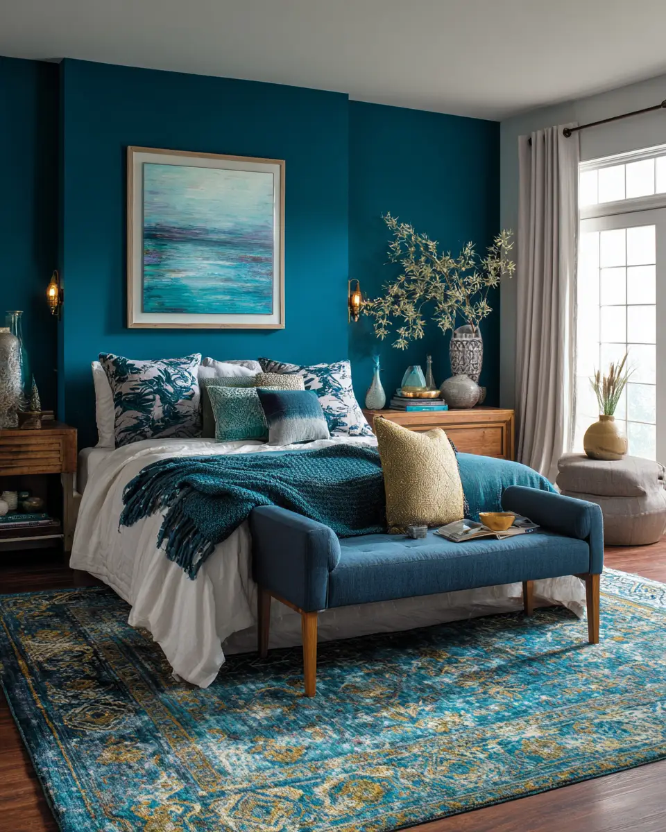 Teal Eclectic Bedroom Decor Ideas