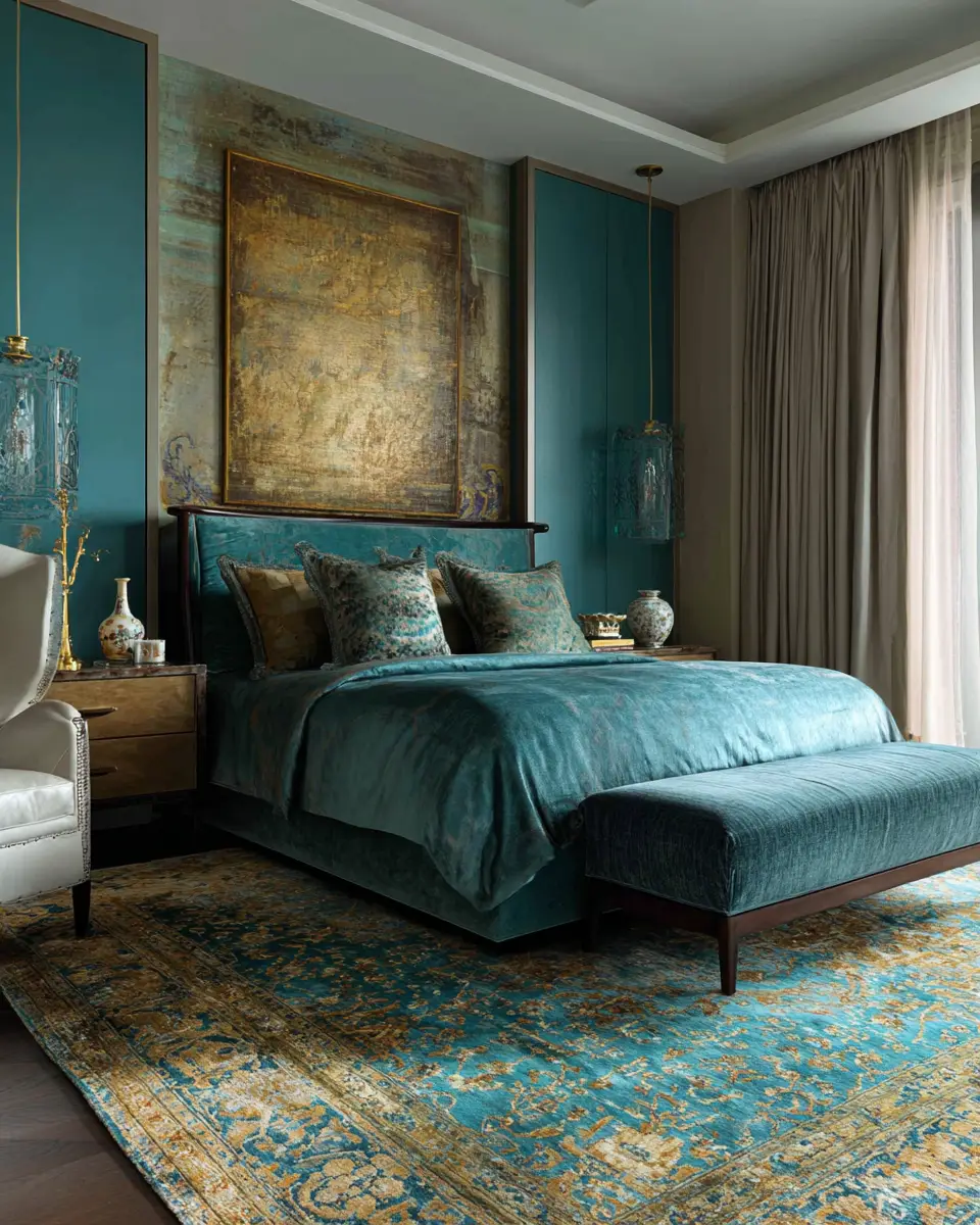 Teal Eclectic Bedroom Decor Ideas