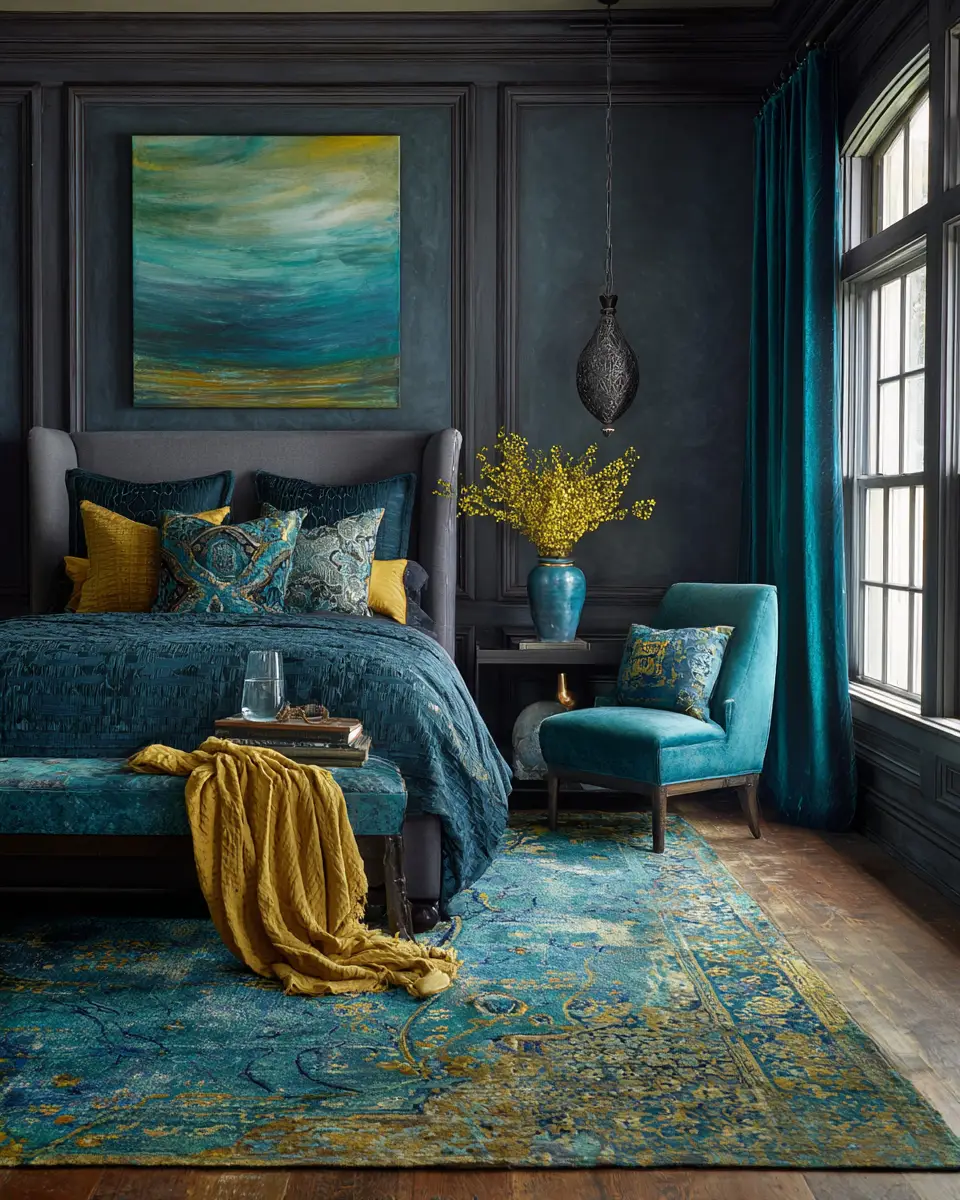 Teal Eclectic Bedroom Decor Ideas