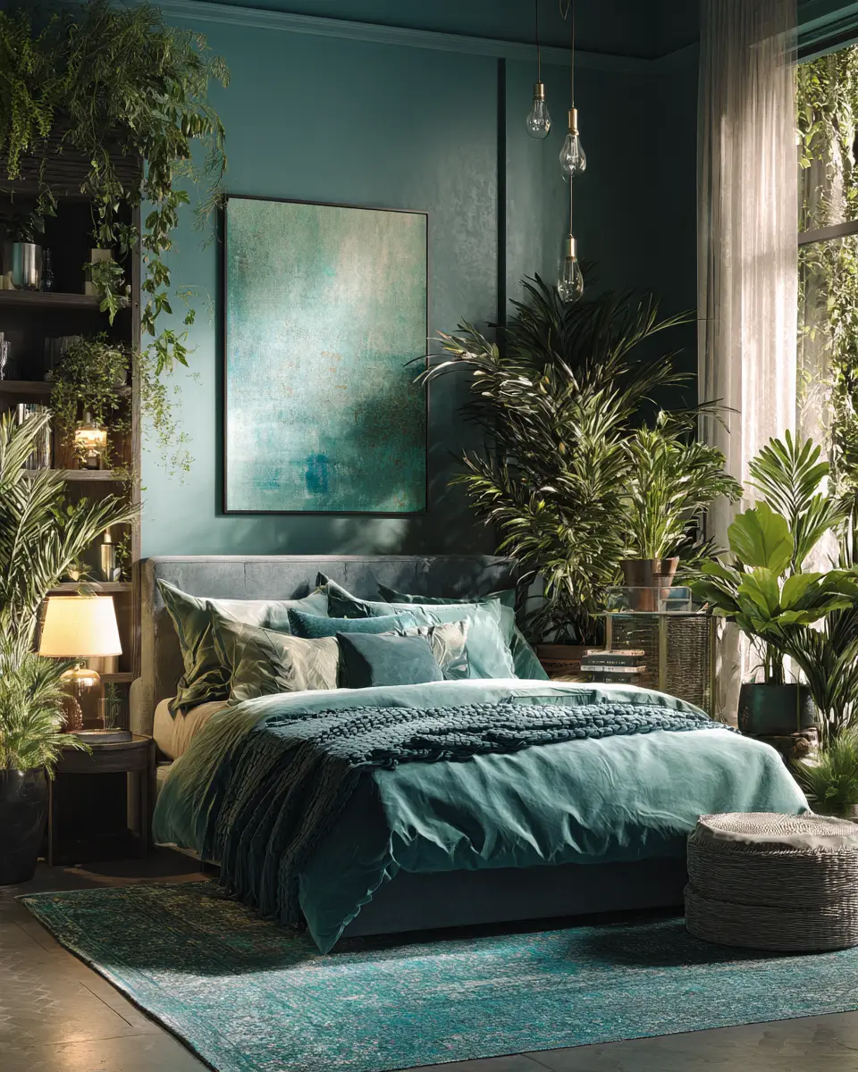 Teal Eclectic Bedroom Decor Ideas