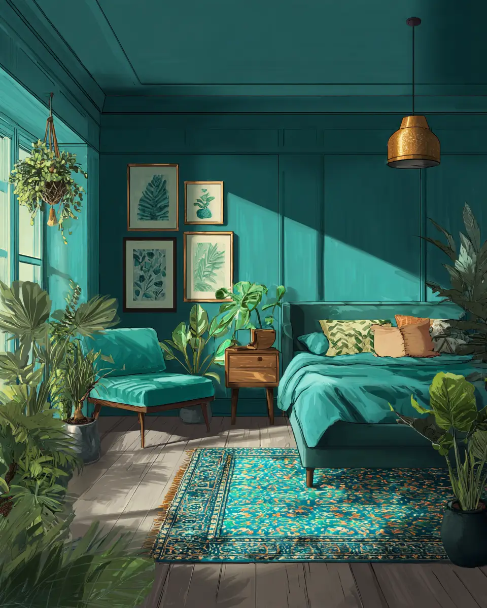 Teal Eclectic Bedroom Decor Ideas