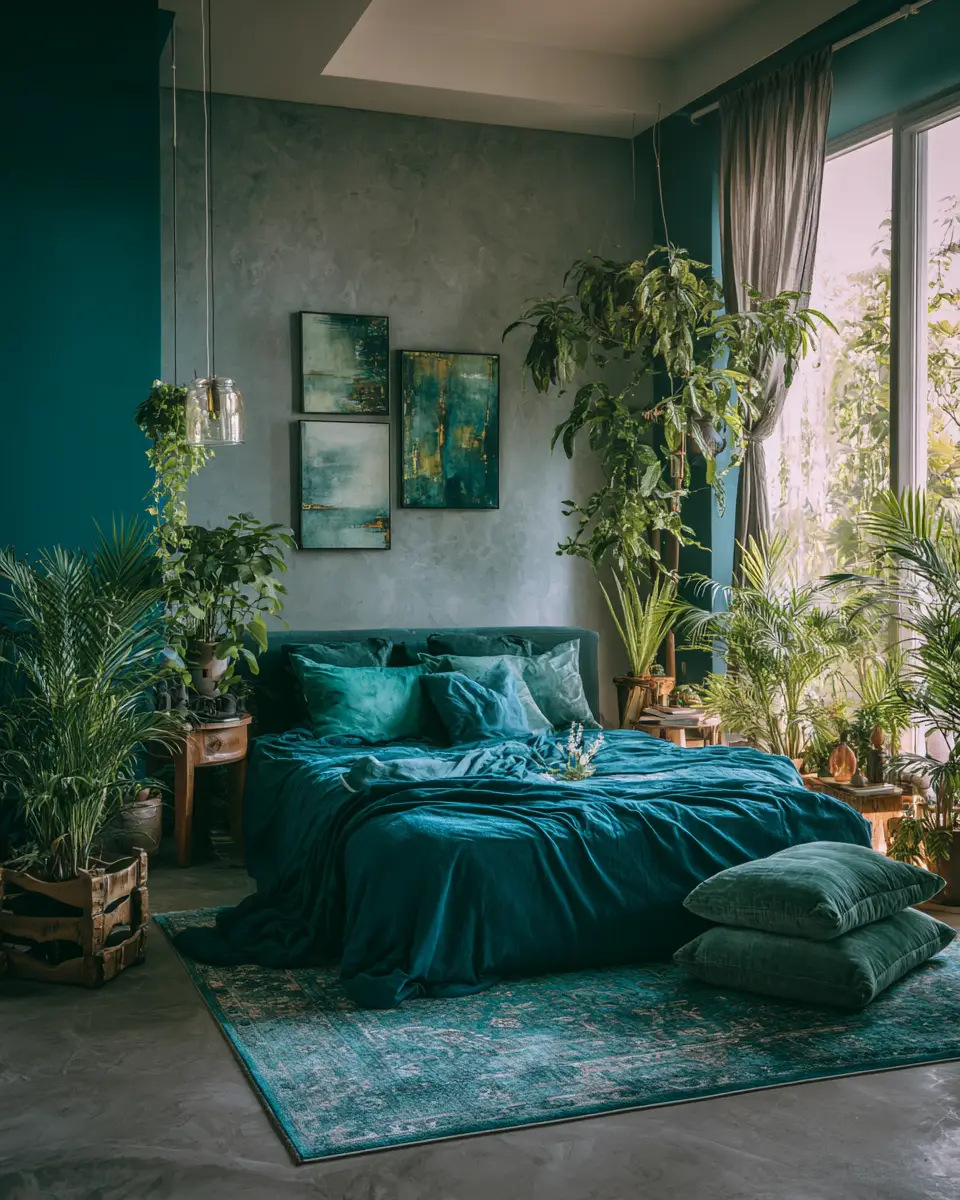 Teal Eclectic Bedroom Decor Ideas