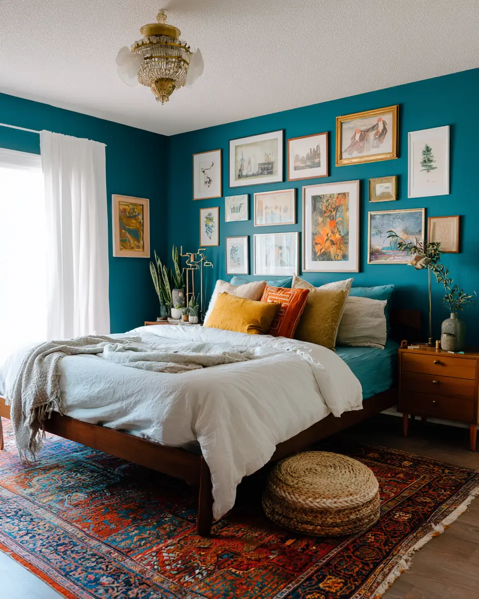 Teal Eclectic Bedroom Decor Ideas