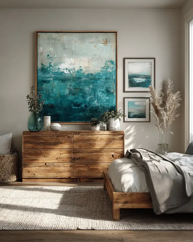 Teal Farmhouse Bedroom Decor Ideas - Featured