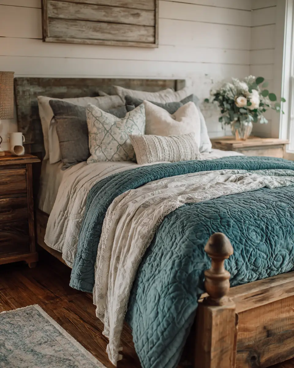 Teal Farmhouse Bedroom Decor Ideas