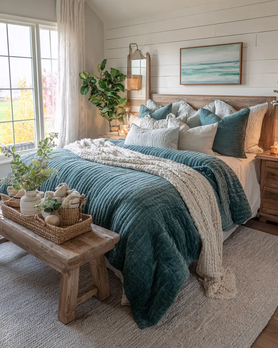 Teal Farmhouse Bedroom Decor Ideas
