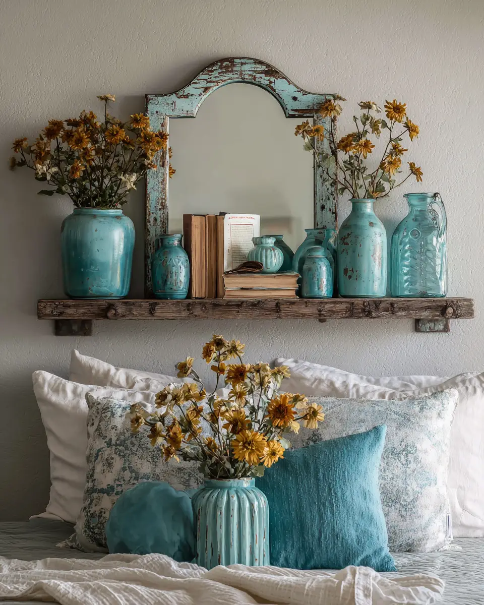 Teal Farmhouse Bedroom Decor Ideas
