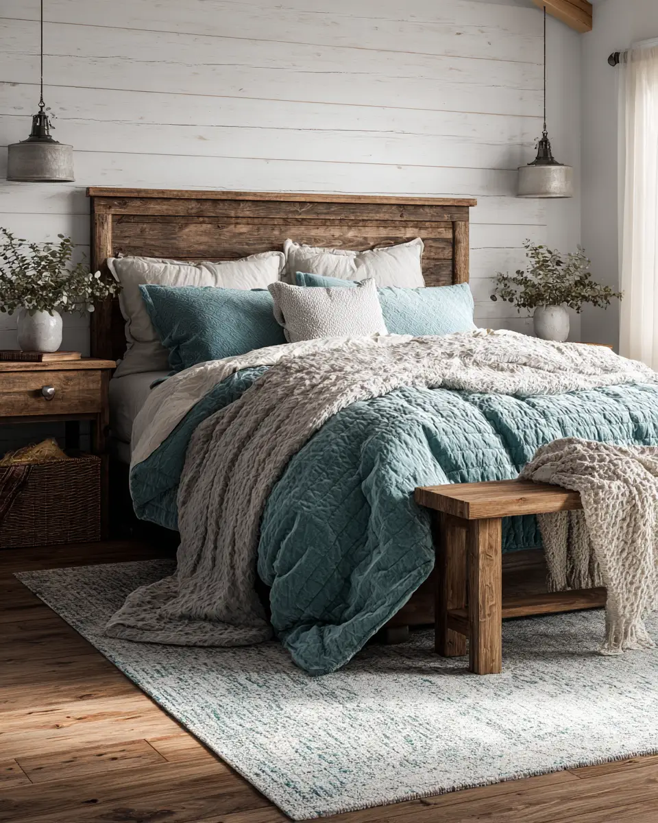 Teal Farmhouse Bedroom Decor Ideas
