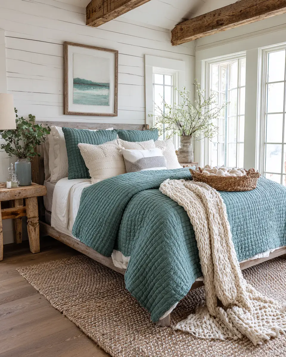 Teal Farmhouse Bedroom Decor Ideas