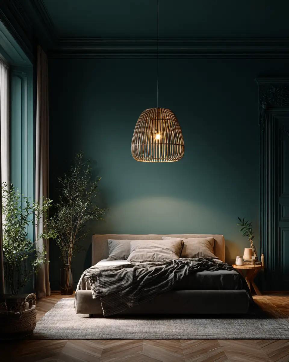 Teal Japandi Bedroom Decor Ideas - Featured