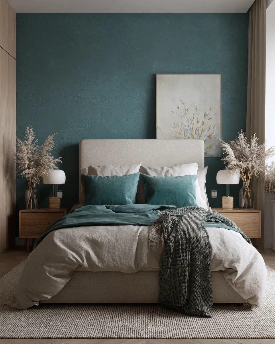 Teal Japandi Bedroom Decor Ideas