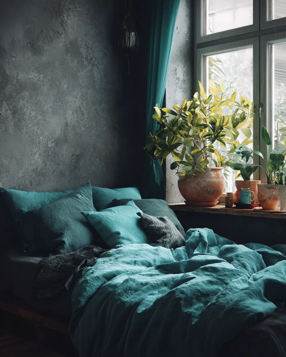 Teal Japandi Bedroom Decor Ideas