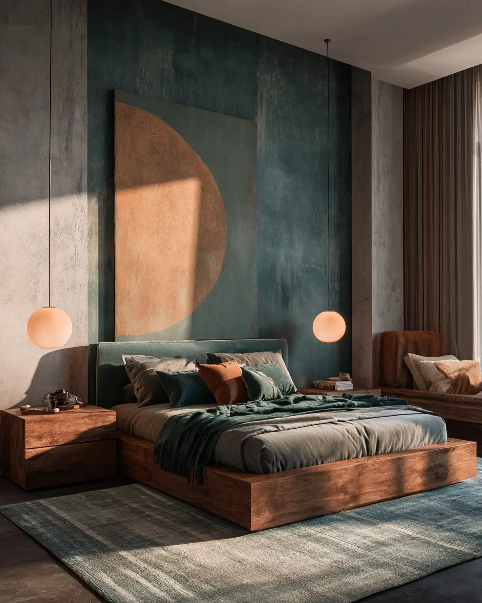 Teal Japandi Bedroom Decor Ideas