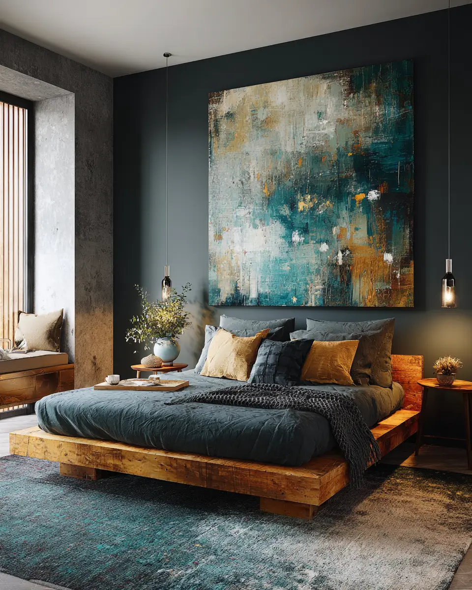 Teal Japandi Bedroom Decor Ideas