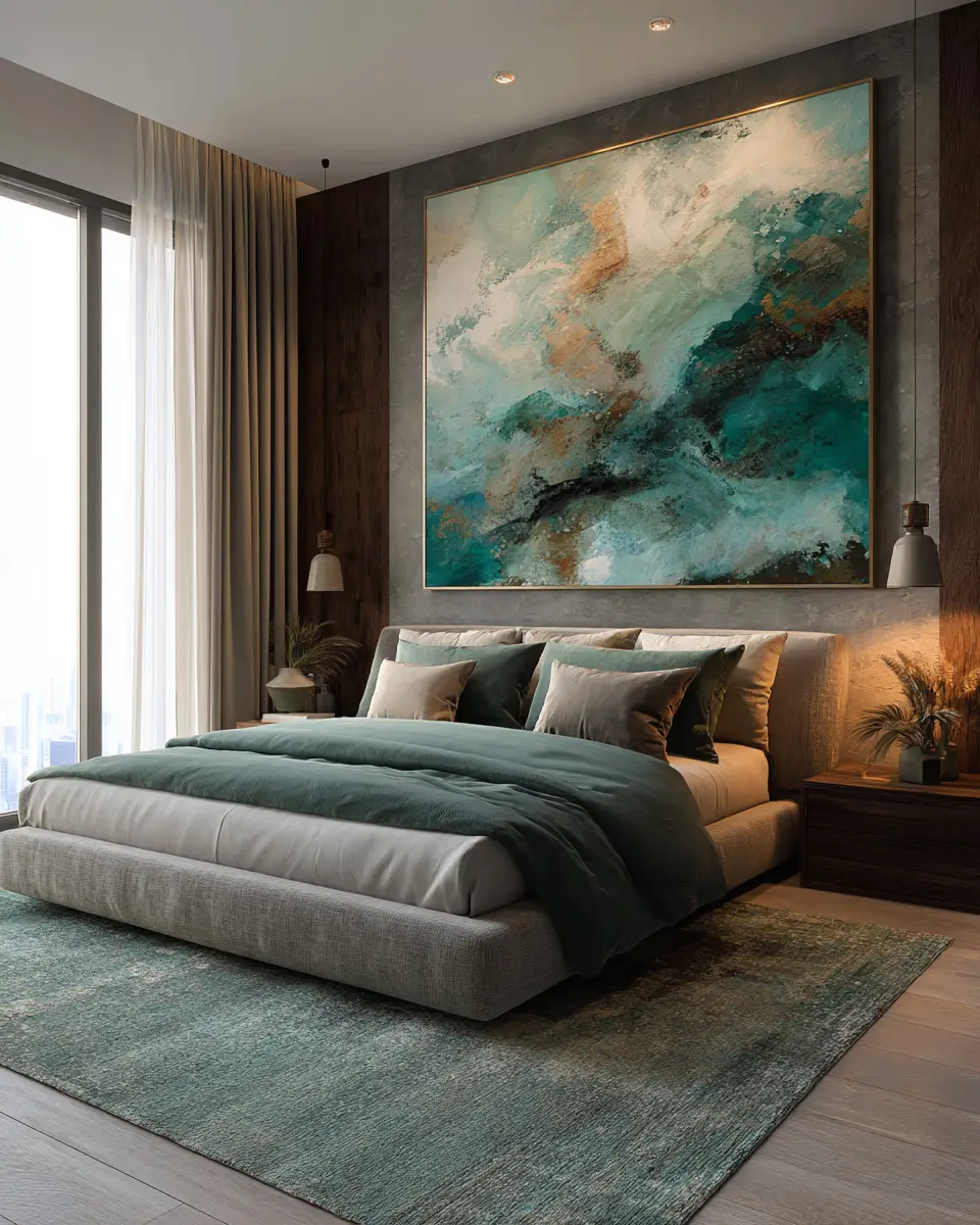 Teal Japandi Bedroom Decor Ideas
