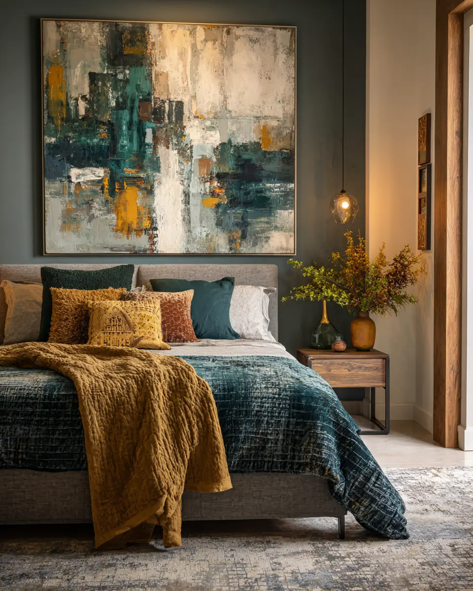 Teal Japandi Bedroom Decor Ideas