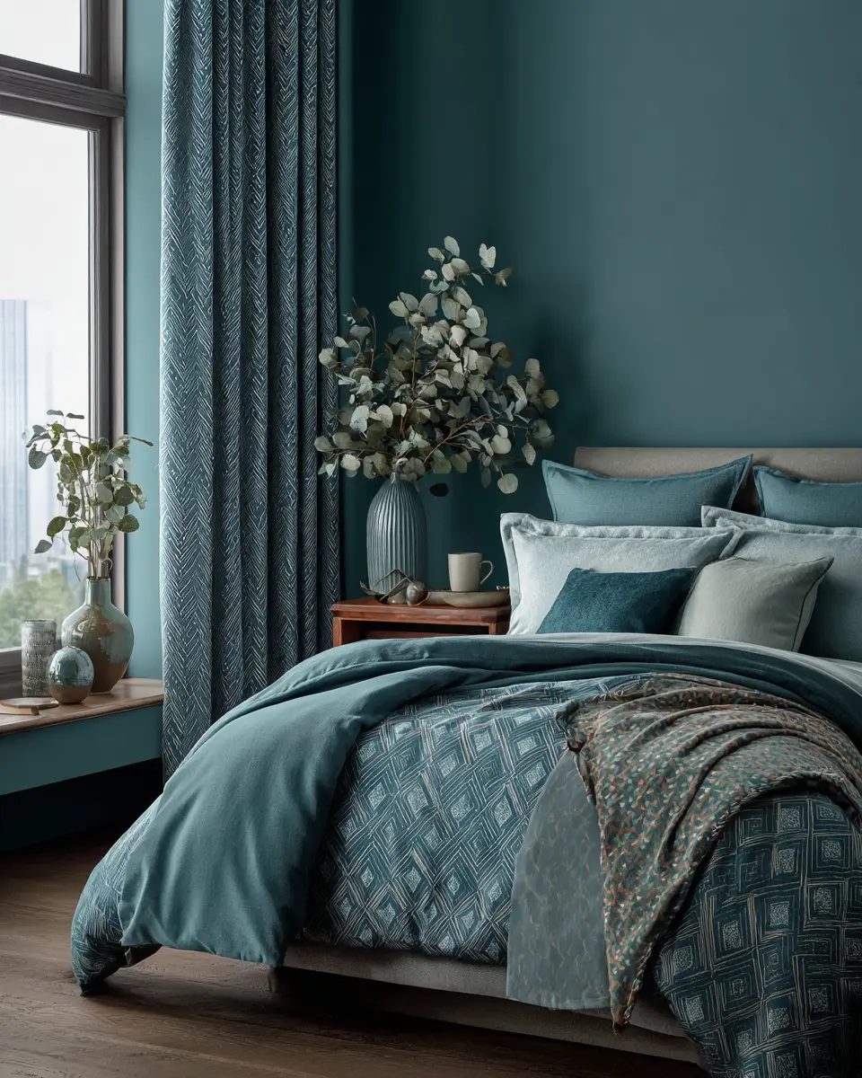 Teal Japandi Bedroom Decor Ideas