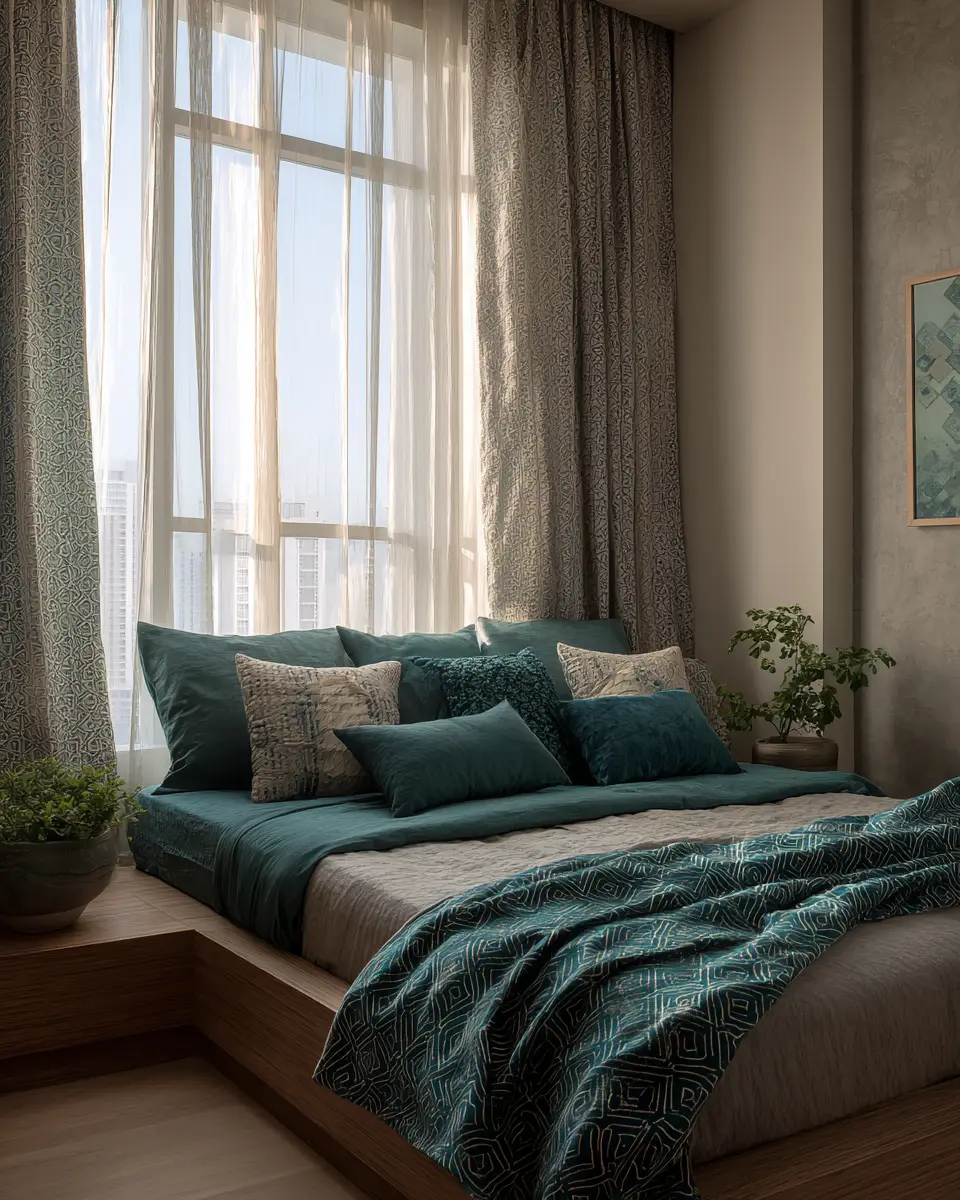 Teal Japandi Bedroom Decor Ideas