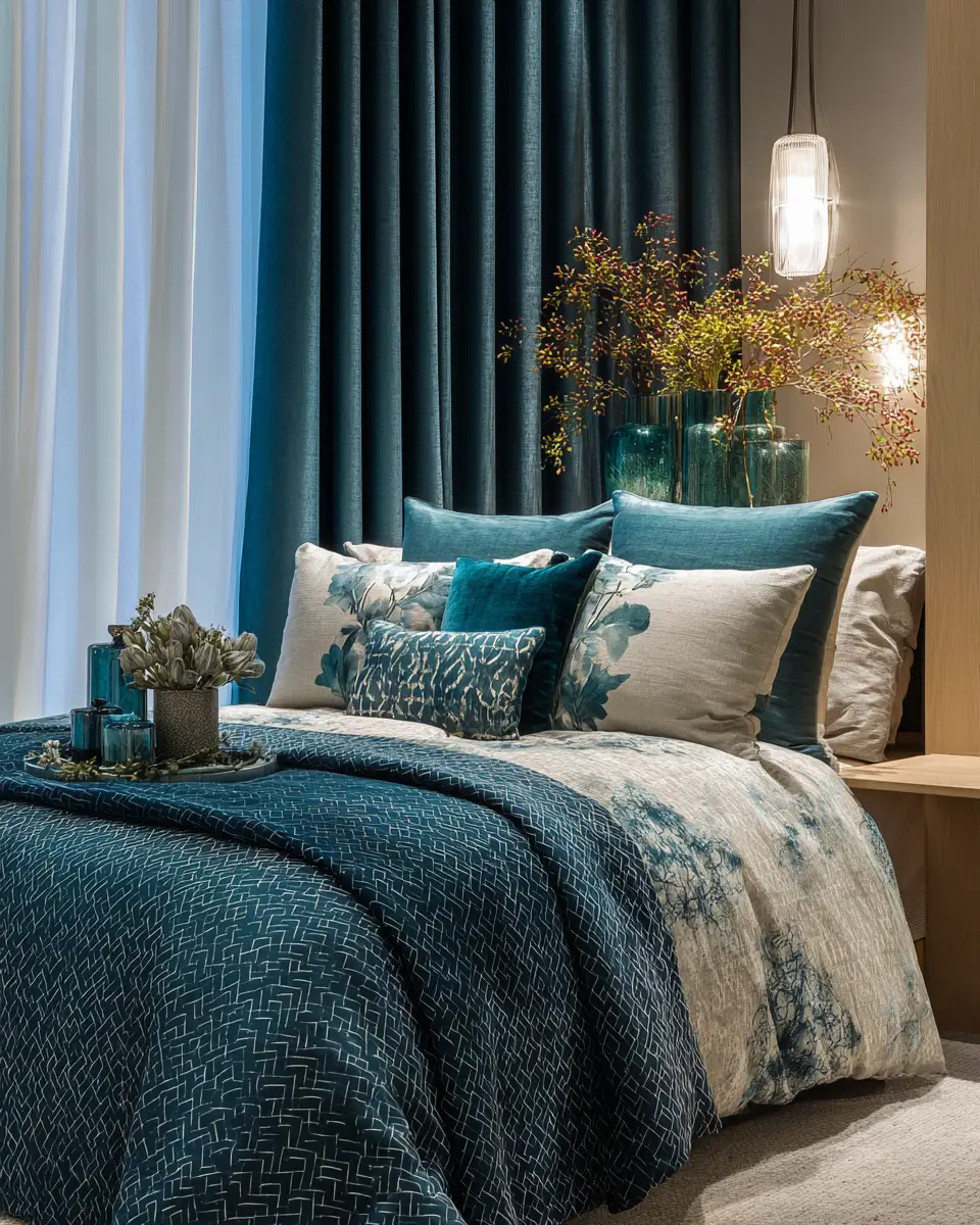 Teal Japandi Bedroom Decor Ideas