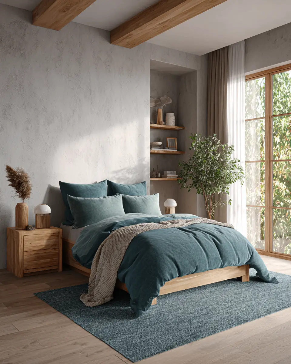 Teal Japandi Bedroom Decor Ideas