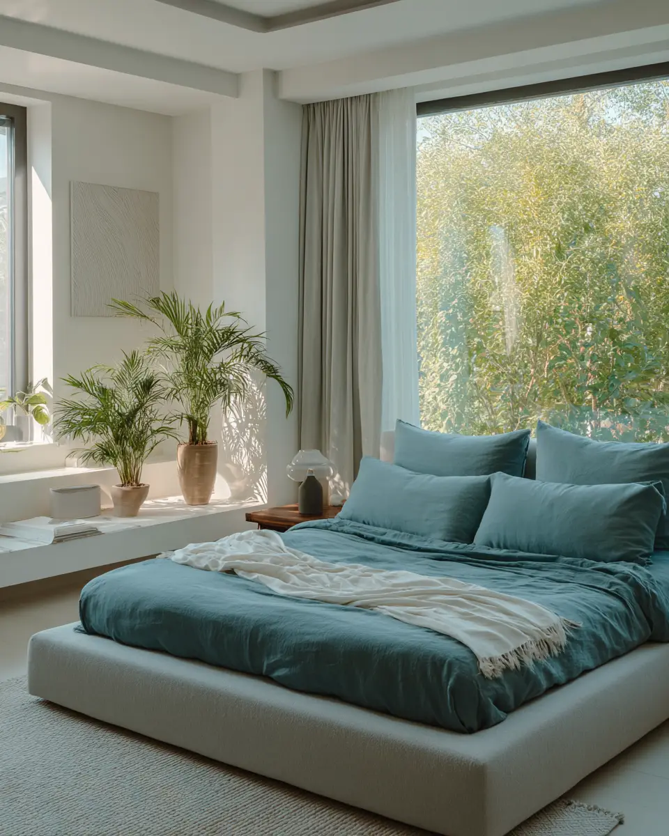 Teal Japandi Bedroom Decor Ideas